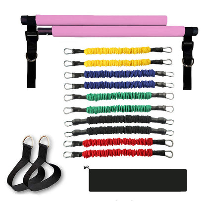 Kit-barre-Pilates-portable-avec-bandes-rose