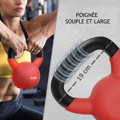 Kettlebell 10kg en fonte avec revêtement néoprène