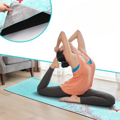 Serviette Yoga - YogaPrintMat™ - Mandala Vert Eau - Fitness Cavern