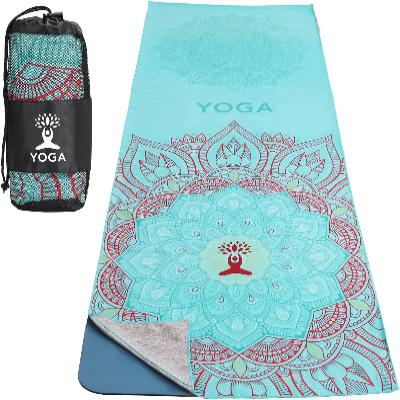 Serviette Yoga - YogaPrintMat™ - Mandala Vert Eau - Fitness Cavern