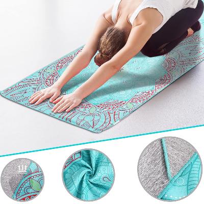 Serviette Yoga - YogaPrintMat™ - Mandala Vert Eau - Fitness Cavern