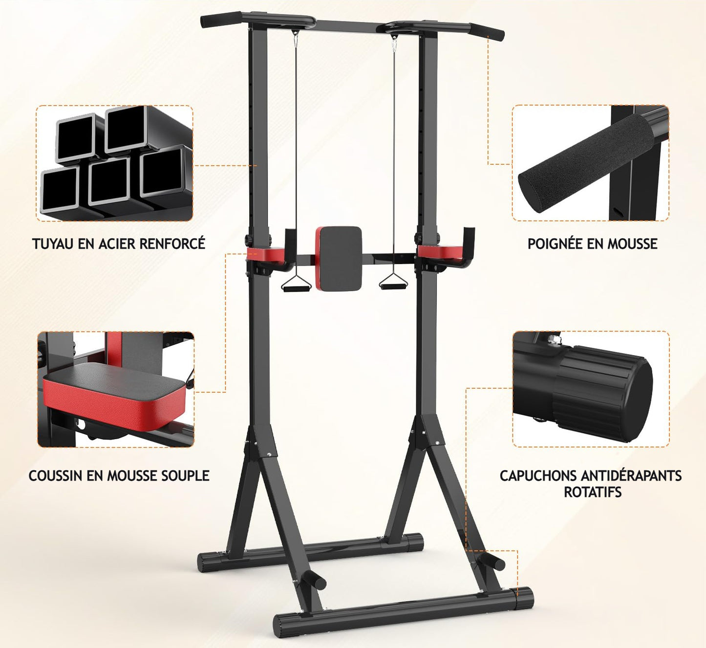 Station de musculation réglable – Chaise romaine pour tractions, dips et abdos à domicile