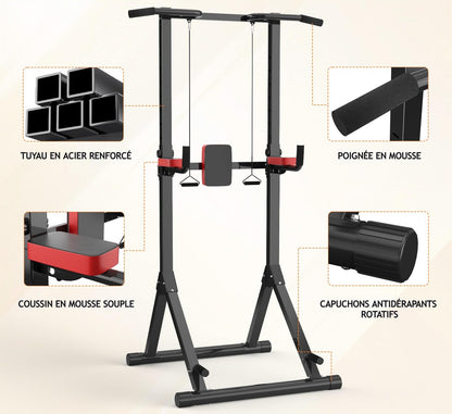 Station de musculation réglable – Chaise romaine pour tractions, dips et abdos à domicile
